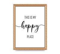 Lithobee - This Is My Happy Place - Printed Wall Art Design in Sizes A2, A3 & A4 Framed in a Stylish Quality Coloured Frame or Unframed (A4 Gold Ornate Frame)