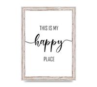 Lithobee - This Is My Happy Place - Printed Wall Art Design in Sizes A2, A3 & A4 Framed in a Stylish Quality Coloured Frame or Unframed (A4 White Distressed Frame)