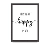 Lithobee - This Is My Happy Place - Printed Wall Art Design in Sizes A2, A3 & A4 Framed in a Stylish Quality Coloured Frame or Unframed (A3 Black Grain Frame)