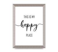 Lithobee - This Is My Happy Place - Printed Wall Art Design in Sizes A2, A3 & A4 Framed in a Stylish Quality Coloured Frame or Unframed (A4 Silver Abraded Frame)