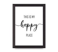 Lithobee - This Is My Happy Place - Printed Wall Art Design in Sizes A2, A3 & A4 Framed in a Stylish Quality Coloured Frame or Unframed (A4 Black Abraded Frame)
