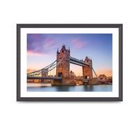 Lithobee - Tower Bridge At Sunset London - Printed Wall Art Design in Sizes A2, A3 & A4 Framed in a Stylish Quality Coloured Frame or Unframed (A3 Black Grain Frame)