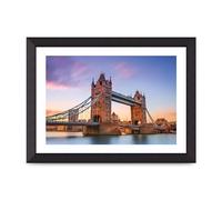Lithobee - Tower Bridge At Sunset London - Printed Wall Art Design in Sizes A2, A3 & A4 Framed in a Stylish Quality Coloured Frame or Unframed (A4 Black Abraded Frame)