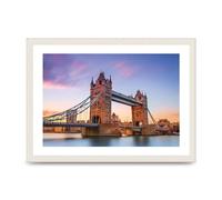 Lithobee - Tower Bridge At Sunset London - Printed Wall Art Design in Sizes A2, A3 & A4 Framed in a Stylish Quality Coloured Frame or Unframed (A3 White Grain Frame)