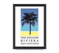 Lithobee - Travel Poster English Riviera Torquay Paignton Brixham - Printed Wall Art Design in Sizes A2, A3 & A4 Framed in a Stylish Frame or Unframed (A4 Black Ornate Frame)