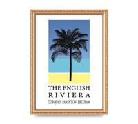 Lithobee - Travel Poster English Riviera Torquay Paignton Brixham - Printed Wall Art Design in Sizes A2, A3 & A4 Framed in a Stylish Frame or Unframed (A4 Gold Ornate Frame)
