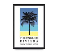 Lithobee - Travel Poster English Riviera Torquay Paignton Brixham - Printed Wall Art Design in Sizes A2, A3 & A4 Framed in a Stylish Frame or Unframed (A4 Black Brushed Frame)