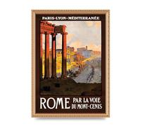 Lithobee - Travel Poster Rome - Printed Wall Art Design in Sizes A2, A3 & A4 Framed in a Stylish Quality Coloured Frame or Unframed (A3 Gold Ornate Frame)