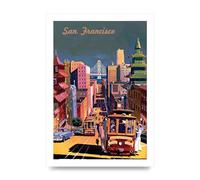 Lithobee - Travel Poster San Francisco 2 - Printed Wall Art Design in Sizes A2, A3 & A4 Framed in a Stylish Quality Coloured Frame or Unframed (A4 Unframed)