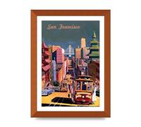 Lithobee - Travel Poster San Francisco 2 - Printed Wall Art Design in Sizes A2, A3 & A4 Framed in a Stylish Quality Coloured Frame or Unframed (A4 Bronze Abraded Frame)