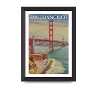 Lithobee - Travel Poster San Francisco - Printed Wall Art Design in Sizes A2, A3 & A4 Framed in a Stylish Quality Coloured Frame or Unframed (A4 Black Abraded Frame)