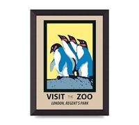 Lithobee - Travel Poster Visit The Zoo London Regents Park - Printed Wall Art Design in Size A2, A3 & A4 Framed in a Stylish Coloured Frame or Unframed (A4 Black Abraded Frame)