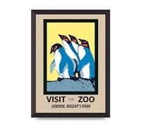 Lithobee - Travel Poster Visit The Zoo London Regents Park - Printed Wall Art Design in Size A2, A3 & A4 Framed in a Stylish Coloured Frame or Unframed (A3 Black Abraded Frame)