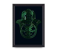 Lithobee - Tropical Plant Hamsa Hand Cutout Spiritual - Printed Wall Art Design in Sizes A2, A3 & A4 Framed in a Stylish Coloured Frame or Unframed (A4 Black Ornate Frame)