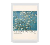 Lithobee - Vincent Van Gogh Almond Blossom 1890 - Printed Wall Art Design in Sizes A2, A3 & A4 Framed in a Stylish Coloured Frame or Unframed (A4 White Ornate Frame)