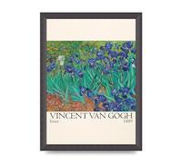 Lithobee - Vincent Van Gogh Irises 1889 - Printed Wall Art Design in Sizes A2, A3 & A4 Framed in a Stylish Quality Coloured Frame or Unframed (A4 Black Grain Frame)