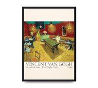 Lithobee - Vincent Van Gogh Le Cafe De Nuit The Night Cafe 1888 - Printed Wall Art Design in Sizes A2, A3 & A4 Framed in a Stylish Frame or Unframed (A3 Black Brushed Frame)