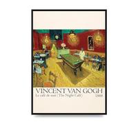 Lithobee - Vincent Van Gogh Le Cafe De Nuit The Night Cafe 1888 - Printed Wall Art Design in Sizes A2, A3 & A4 Framed in a Stylish Frame or Unframed (A2 Black Brushed Frame)