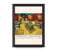 Lithobee - Vincent Van Gogh Le Cafe De Nuit The Night Cafe 1888 - Printed Wall Art Design in Sizes A2, A3 & A4 Framed in a Stylish Frame or Unframed (A4 Black Abraded Frame)