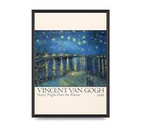 Lithobee - Vincent Van Gogh Starry Night Over The Rhone 1888 - Printed Wall Art Design in Sizes A2, A3 & A4 Framed in a Stylish Frame or Unframed (A2 Black Ornate Frame)
