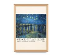 Lithobee - Vincent Van Gogh Starry Night Over The Rhone 1888 - Printed Wall Art Design in Sizes A2, A3 & A4 Framed in a Stylish Frame or Unframed (A3 Gold Abraded Frame)