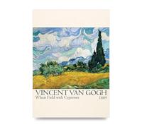 Lithobee - Vincent Van Gogh Wheat Field With Cypresses 1889 - Printed Wall Art Design Sizes A2, A3 & A4 Framed in a Stylish Coloured Frame or Unframed (A3 Unframed)