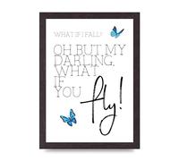 Lithobee - What If I Fall - Printed Wall Art Design in Sizes A2, A3 & A4 Framed in a Stylish Quality Coloured Frame or Unframed (A4 Black Saw Cut Grain Frame)