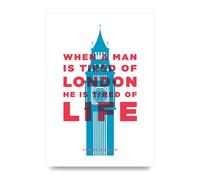 Lithobee - When A Man Is Tired Of London - Printed Wall Art Design in Sizes A2, A3 & A4 Framed in a Stylish Quality Coloured Frame or Unframed (A2 Unframed)