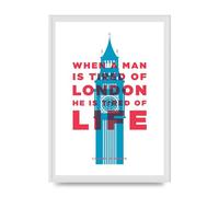 Lithobee - When A Man Is Tired Of London - Printed Wall Art Design in Sizes A2, A3 & A4 Framed in a Stylish Quality Coloured Frame or Unframed (A3 White Ornate Frame)
