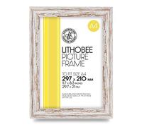 Lithobee - White Distressed Stylish Quality Coloured Frame comes in Sizes A3 & A4 Ideal for Home Bedrooms Living Rooms Offices and Framing Photographs, Prints and Artwork
