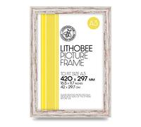 Lithobee - White Distressed Stylish Quality Coloured Frame comes in Sizes A3 & A4 Ideal for Home Bedrooms Living Rooms Offices and Framing Photographs, Prints and Artwork
