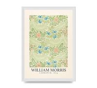 Lithobee - William Morris Larkspur 1874 - Printed Wall Art Design in Sizes A2, A3 & A4 Framed in a Stylish Quality Coloured Frame or Unframed (A3 White Ornate Frame)
