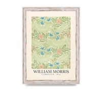 Lithobee - William Morris Larkspur 1874 - Printed Wall Art Design in Sizes A2, A3 & A4 Framed in a Stylish Quality Coloured Frame or Unframed (A4 White Distressed Frame)