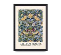 Lithobee - William Morris Strawberry Thief 1883 - Printed Wall Art Design in Sizes A2, A3 & A4 Framed in a Stylish Coloured Frame or Unframed (A3 Black Ornate Frame)