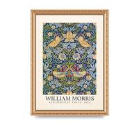 Lithobee - William Morris Strawberry Thief 1883 - Printed Wall Art Design in Sizes A2, A3 & A4 Framed in a Stylish Coloured Frame or Unframed (A4 Gold Ornate Frame)