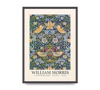 Lithobee - William Morris Strawberry Thief 1883 - Printed Wall Art Design in Sizes A2, A3 & A4 Framed in a Stylish Coloured Frame or Unframed (A2 Black Grain Frame)