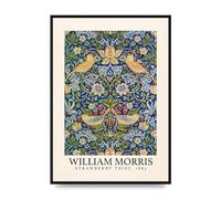 Lithobee - William Morris Strawberry Thief 1883 - Printed Wall Art Design in Sizes A2, A3 & A4 Framed in a Stylish Coloured Frame or Unframed (A2 Black Brushed Frame)