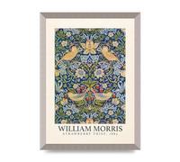Lithobee - William Morris Strawberry Thief 1883 - Printed Wall Art Design in Sizes A2, A3 & A4 Framed in a Stylish Coloured Frame or Unframed (A3 Silver Abraded Frame)