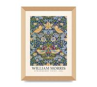 Lithobee - William Morris Strawberry Thief 1883 - Printed Wall Art Design in Sizes A2, A3 & A4 Framed in a Stylish Coloured Frame or Unframed (A4 Gold Abraded Frame)