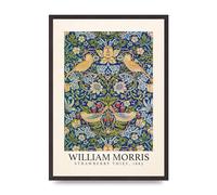 Lithobee - William Morris Strawberry Thief 1883 - Printed Wall Art Design in Sizes A2, A3 & A4 Framed in a Stylish Coloured Frame or Unframed (A2 Black Saw Cut Grain Frame)