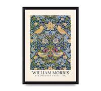 Lithobee - William Morris Strawberry Thief 1883 - Printed Wall Art Design in Sizes A2, A3 & A4 Framed in a Stylish Coloured Frame or Unframed (A4 Black Brushed Frame)