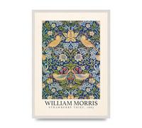 Lithobee - William Morris Strawberry Thief 1883 - Printed Wall Art Design in Sizes A2, A3 & A4 Framed in a Stylish Coloured Frame or Unframed (A2 White Saw Cut Grain Frame)
