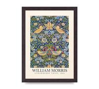 Lithobee - William Morris Strawberry Thief 1883 - Printed Wall Art Design in Sizes A2, A3 & A4 Framed in a Stylish Coloured Frame or Unframed (A4 Black Saw Cut Grain Frame)