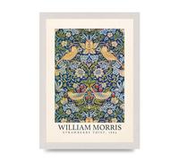 Lithobee - William Morris Strawberry Thief 1883 - Printed Wall Art Design in Sizes A2, A3 & A4 Framed in a Stylish Coloured Frame or Unframed (A4 White Saw Cut Grain Frame)