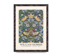 Lithobee - William Morris Strawberry Thief 1883 - Printed Wall Art Design in Sizes A2, A3 & A4 Framed in a Stylish Coloured Frame or Unframed (A3 Brown Distressed Frame)
