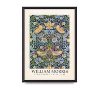 Lithobee - William Morris Strawberry Thief 1883 - Printed Wall Art Design in Sizes A2, A3 & A4 Framed in a Stylish Coloured Frame or Unframed (A2 Black Abraded Frame)