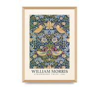 Lithobee - William Morris Strawberry Thief 1883 - Printed Wall Art Design in Sizes A2, A3 & A4 Framed in a Stylish Coloured Frame or Unframed (A2 Gold Abraded Frame)