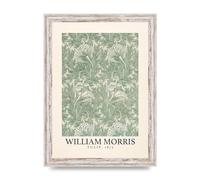 Lithobee - William Morris Tulip 1875 - Printed Wall Art Design in Sizes A2, A3 & A4 Framed in a Stylish Quality Coloured Frame or Unframed (A4 White Distressed Frame)