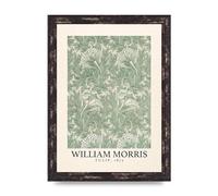 Lithobee - William Morris Tulip 1875 - Printed Wall Art Design in Sizes A2, A3 & A4 Framed in a Stylish Quality Coloured Frame or Unframed (A4 Brown Distressed Frame)