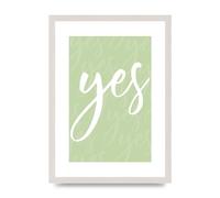 Lithobee - Yes - Printed Wall Art Design in Sizes A2, A3 & A4 Framed in a Stylish Quality Coloured Frame or Unframed (A3 White Saw Cut Grain Frame)